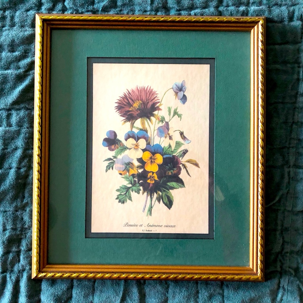Beautiful framed & matted floral print.